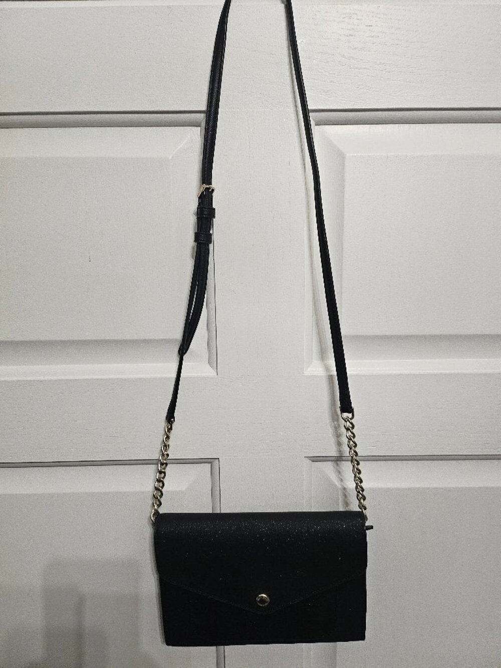 Kate Spade New York Tinsel Glitter Flap Crossbody Bag Black Envelope, Clutch